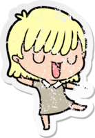 distressed sticker of a cartoon woman png