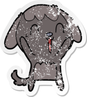 distressed sticker of a cute cartoon dog crying png