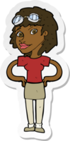 sticker of a cartoon retro pilot woman png