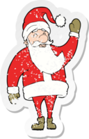 retro distressed sticker of a cartoon santa claus png