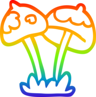 rainbow gradient line drawing of a cartoon mushroom png