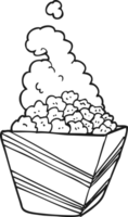 hand drawn black and white cartoon fresh popcorn png