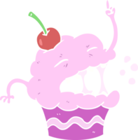 flat color style cartoon cupcake png
