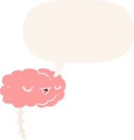 happy cartoon brain with speech bubble in retro style png