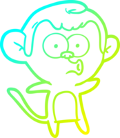 kalt Gradient Linie Zeichnung von ein Karikatur überrascht Affe png
