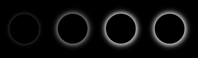 Set of stippling round frames. dotted circles vector