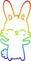rainbow gradient line drawing of a cute cartoon rabbit png