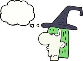 hand drawn thought bubble cartoon witch head png