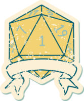 estilo de tatuaje retro natural uno d20 tirada de dados png