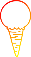 warm gradient line drawing of a cartoon ice cream cone png