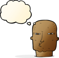 cartoon bald tough guy with thought bubble png