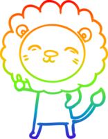 rainbow gradient line drawing of a cartoon lion png