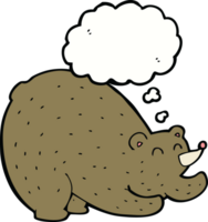 cartoon stretching bear with thought bubble png