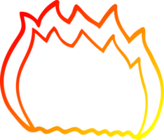 warm gradient line drawing of a cartoon blue flame png