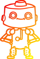 warm gradient line drawing of a cartoon robot png