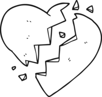 mano dibujado negro y blanco dibujos animados roto corazón png