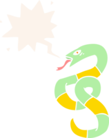 hissing cartoon snake with speech bubble in retro style png