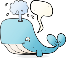 hand drawn speech bubble cartoon whale spouting water png