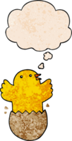 tecknad serie skuggning fågel med trodde bubbla i grunge textur stil png