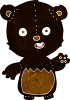 cartoon waving black bear cub png