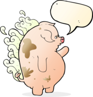 cartoon fat smelly pig with speech bubble png