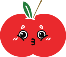 flat color retro cartoon of a red apple png