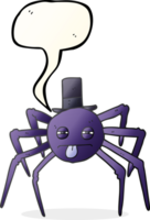 mão desenhado discurso bolha desenho animado dia das Bruxas aranha dentro topo chapéu png