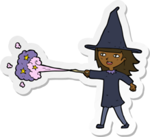 sticker of a cartoon witch girl casting spell png