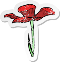 retro distressed sticker of a cartoon flower png