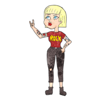 hand textured cartoon rock girl png