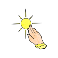 cartoon hand reaching for sun png