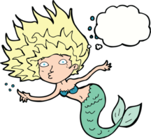 cartoon mermaid with thought bubble png