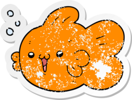 distressed sticker of a cartoon fish png