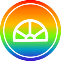 transportador matemáticas equipo circular icono con arco iris degradado terminar png