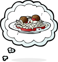 karikaturspaghetti und fleischbällchen mit gedankenblase png