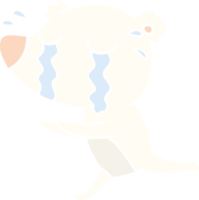 flat color style cartoon crying polar bear png