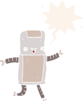 cartoon robot with speech bubble in retro style png