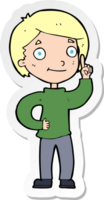 sticker of a cartoon boy with idea png