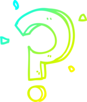 cold gradient line drawing of a cartoon question mark png