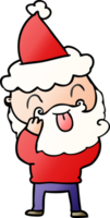 man with beard sticking out tongue wearing santa hat png
