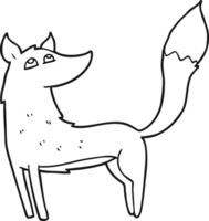 hand drawn black and white cartoon wolf png