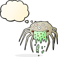 cartoon gross halloween spider with thought bubble png