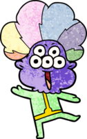 happy cartoon alien dancing in clown wig png