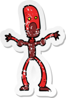 pegatina retro angustiada de un robot divertido de dibujos animados png