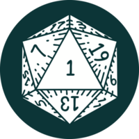 icon of natural 1 D20 dice roll png