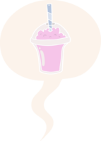 cartoon smoothie with speech bubble in retro style png
