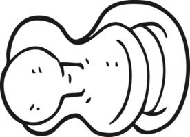 hand drawn black and white cartoon pacifier png