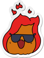 mano disegnato etichetta cartone animato kawaii fiamme nel occhiali da sole png