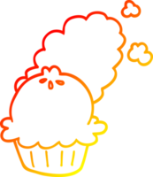 warm gradient line drawing of a cute cartoon pie png