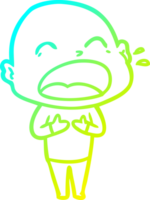 cold gradient line drawing of a cartoon shouting bald man png